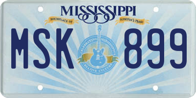 MS license plate MSK899