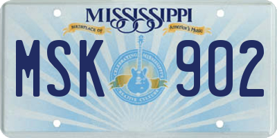 MS license plate MSK902
