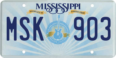 MS license plate MSK903