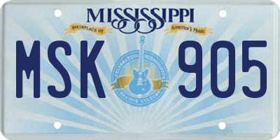 MS license plate MSK905