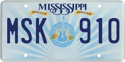 MS license plate MSK910