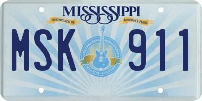 MS license plate MSK911