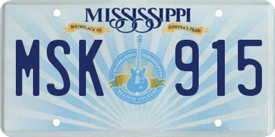 MS license plate MSK915