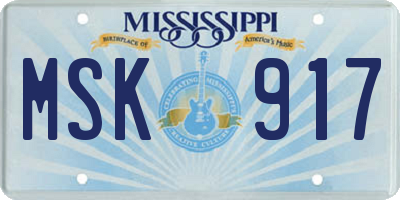 MS license plate MSK917