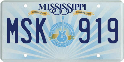 MS license plate MSK919