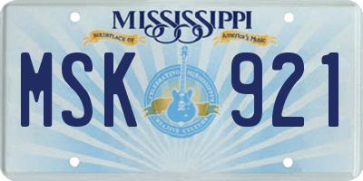 MS license plate MSK921