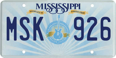 MS license plate MSK926