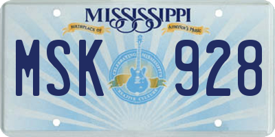 MS license plate MSK928