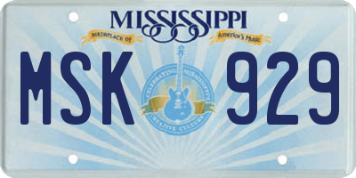 MS license plate MSK929