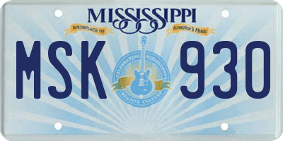 MS license plate MSK930