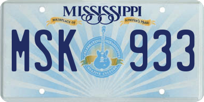MS license plate MSK933