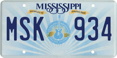 MS license plate MSK934