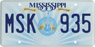 MS license plate MSK935