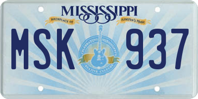 MS license plate MSK937
