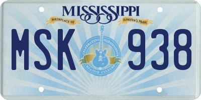 MS license plate MSK938