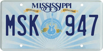 MS license plate MSK947