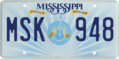 MS license plate MSK948