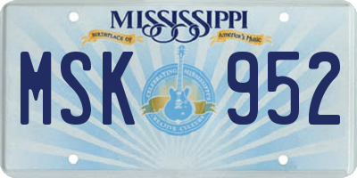MS license plate MSK952