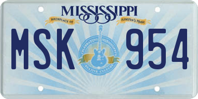 MS license plate MSK954