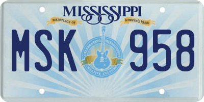 MS license plate MSK958