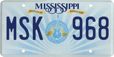 MS license plate MSK968