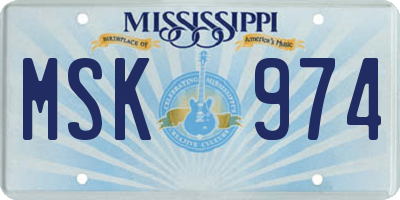 MS license plate MSK974