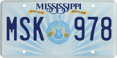 MS license plate MSK978