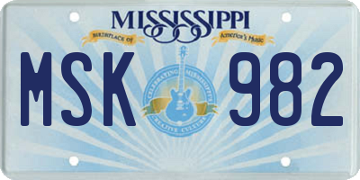 MS license plate MSK982