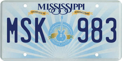 MS license plate MSK983
