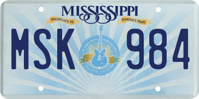 MS license plate MSK984