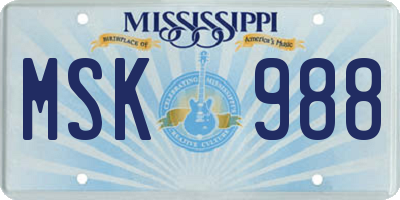 MS license plate MSK988