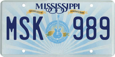MS license plate MSK989