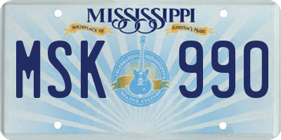 MS license plate MSK990