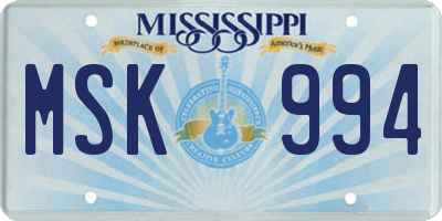MS license plate MSK994