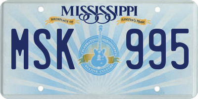 MS license plate MSK995