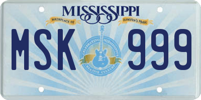 MS license plate MSK999