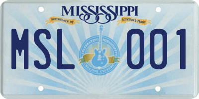 MS license plate MSL001