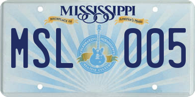 MS license plate MSL005