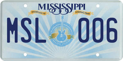 MS license plate MSL006