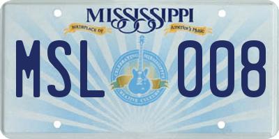 MS license plate MSL008