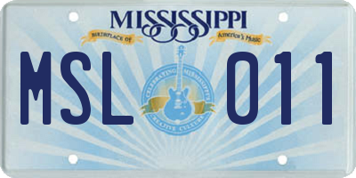 MS license plate MSL011