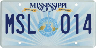 MS license plate MSL014