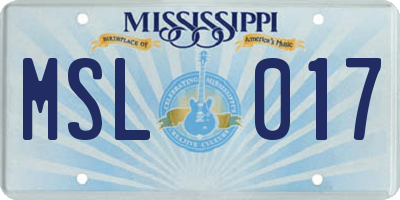 MS license plate MSL017