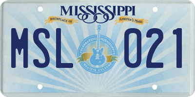 MS license plate MSL021