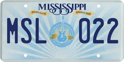 MS license plate MSL022