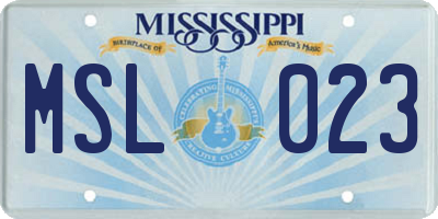MS license plate MSL023