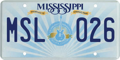 MS license plate MSL026
