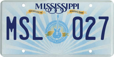 MS license plate MSL027