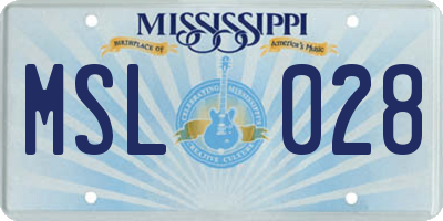 MS license plate MSL028