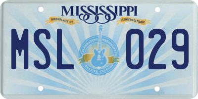 MS license plate MSL029